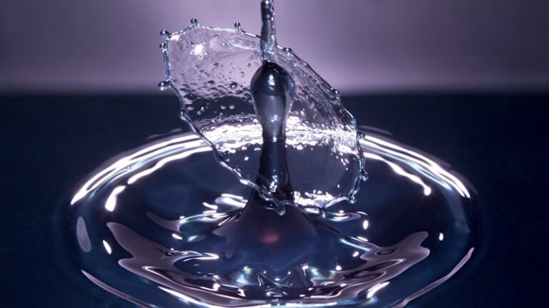 Goutte d'eau sur fond bleu
